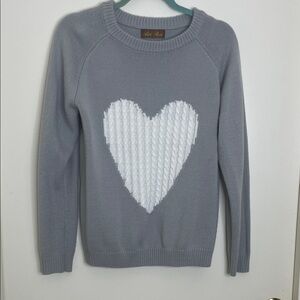 Chic Gray Heart Sweater